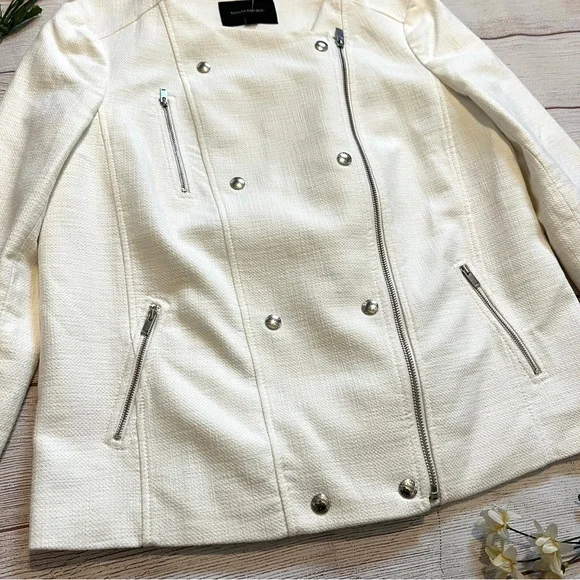 Banana Republic Tweed Asymmetrical Zip Blazer Moto Jacket - Picture 4 of 15